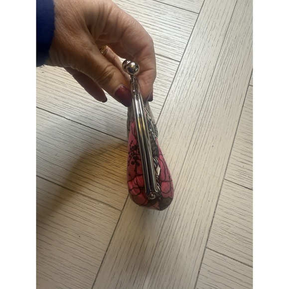 Vera Bradley "MOCHA ROSE"  Double Kisslock Coin Purse.‎ RETIRED PATTERN. 90s - Picture 6 of 9